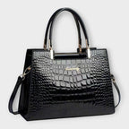 Olivia Glossy Croc-Embossed Handbag