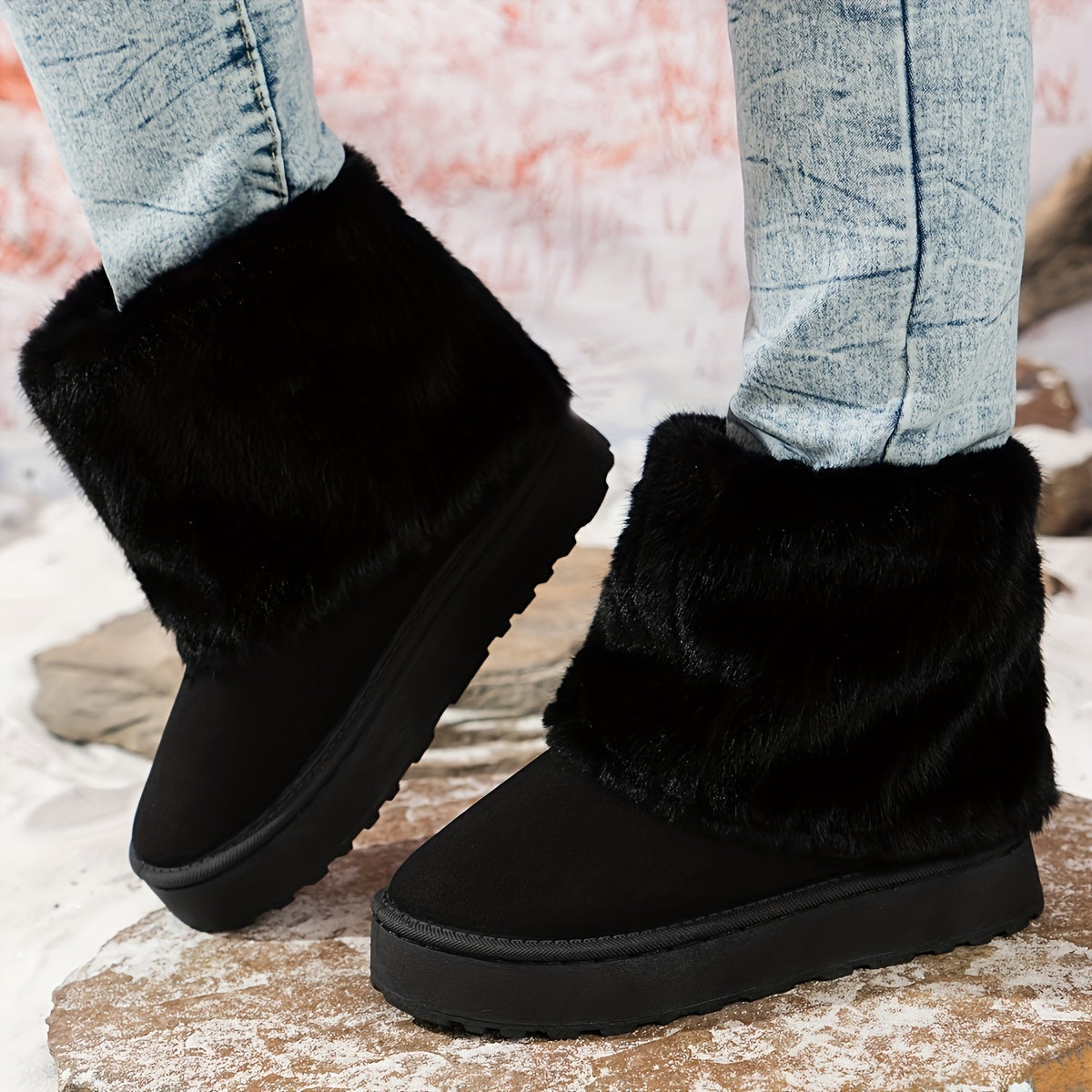 Winter Boots Women Platform Fur Lined