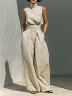 Maria | Minimalist Top & Wide-Leg Pants Set for Women