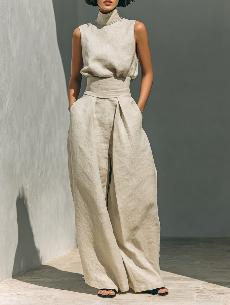Maria | Minimalist Top & Wide-Leg Pants Set for Women