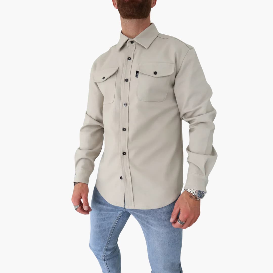 David Button-Front Shirt Jacket