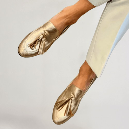 Vittoria Gold Loafers for Women