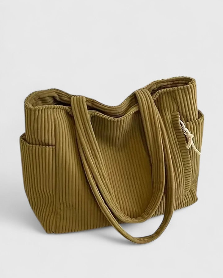 Liorane Luxury Ribbed Bag with Drawstring Details