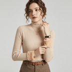 Women's Ribbed Turtleneck Sweater, Warm and Lined