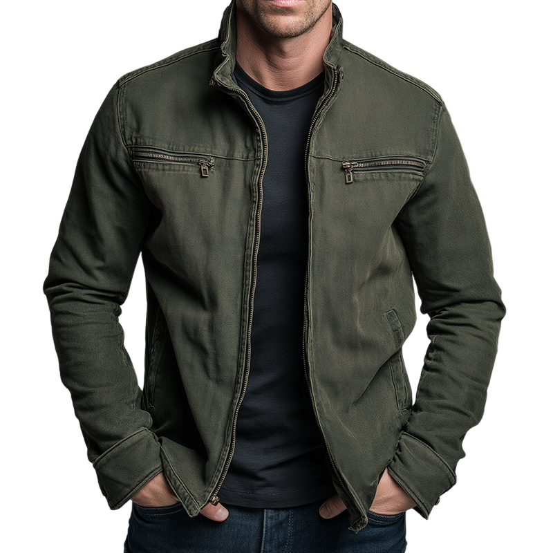 Field Jacket Men, Vintage Cotton with High Collar