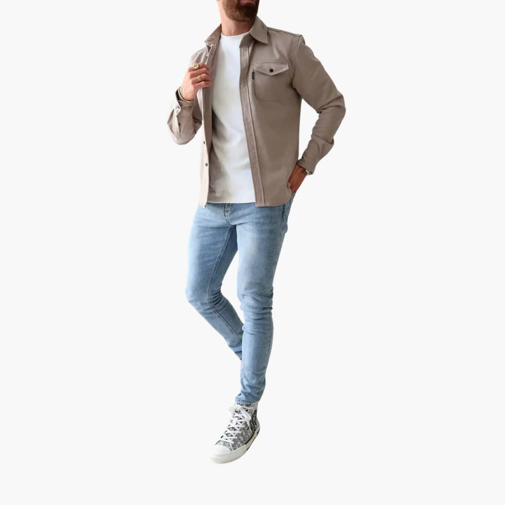 David Button-Front Shirt Jacket