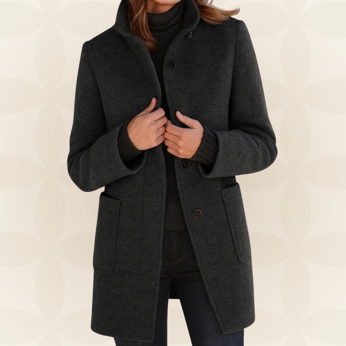 Jacket Women with High Collar, Comfortable and Warm