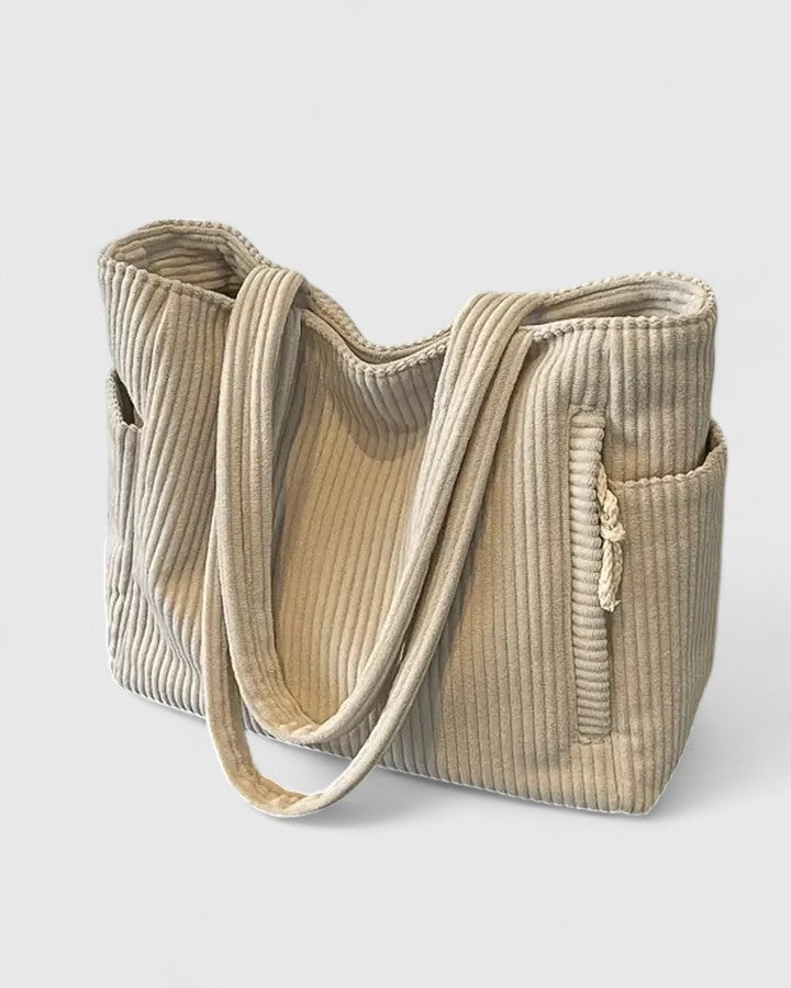 Liorane Luxury Ribbed Bag with Drawstring Details