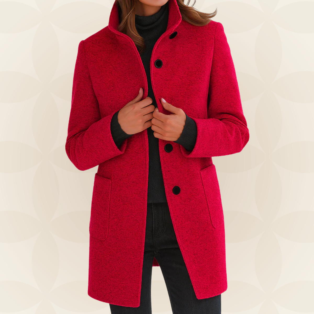 Jacket Women with High Collar, Comfortable and Warm