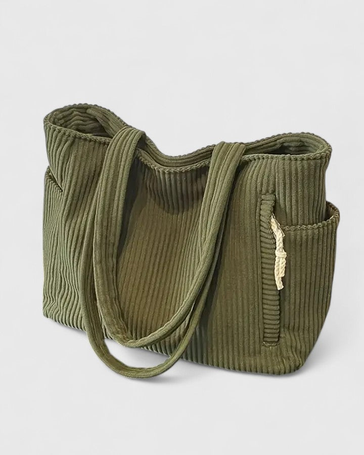 Liorane Luxury Ribbed Bag with Drawstring Details