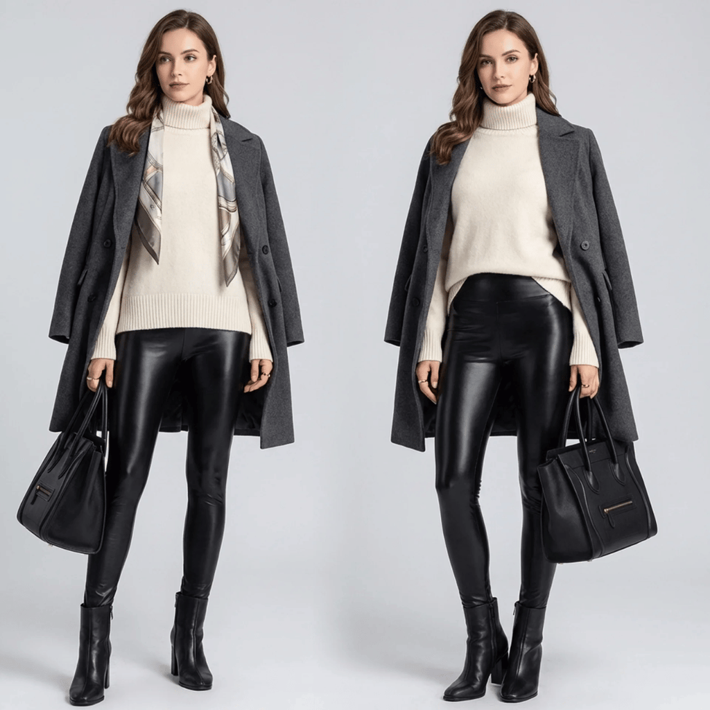Women's Faux Leather Leggings, Fleece Lined, Warm and Stretchy