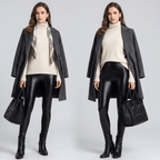 Women's Faux Leather Leggings, Fleece Lined, Warm and Stretchy