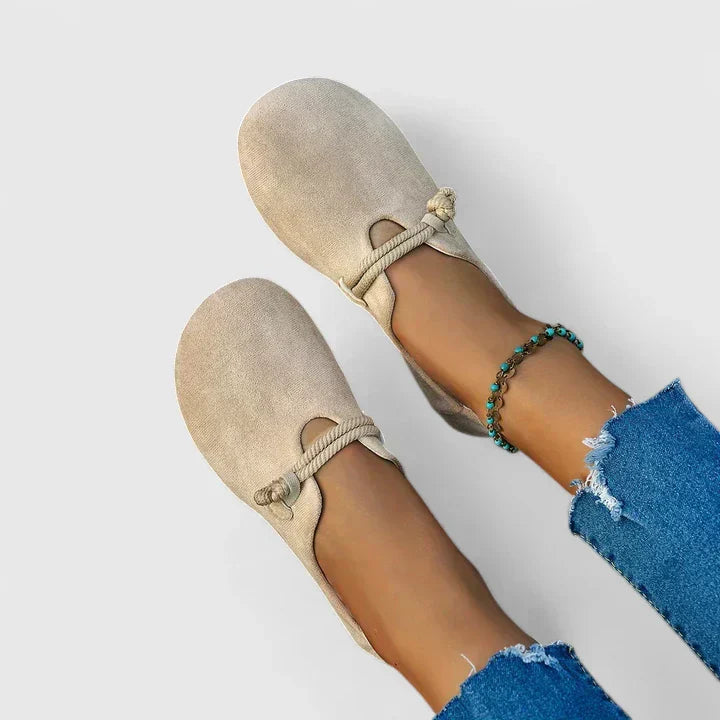 Women's Beige Moccasins, Elegant and Comfortable