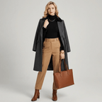 Women's Ribbed Turtleneck Sweater, Warm and Lined