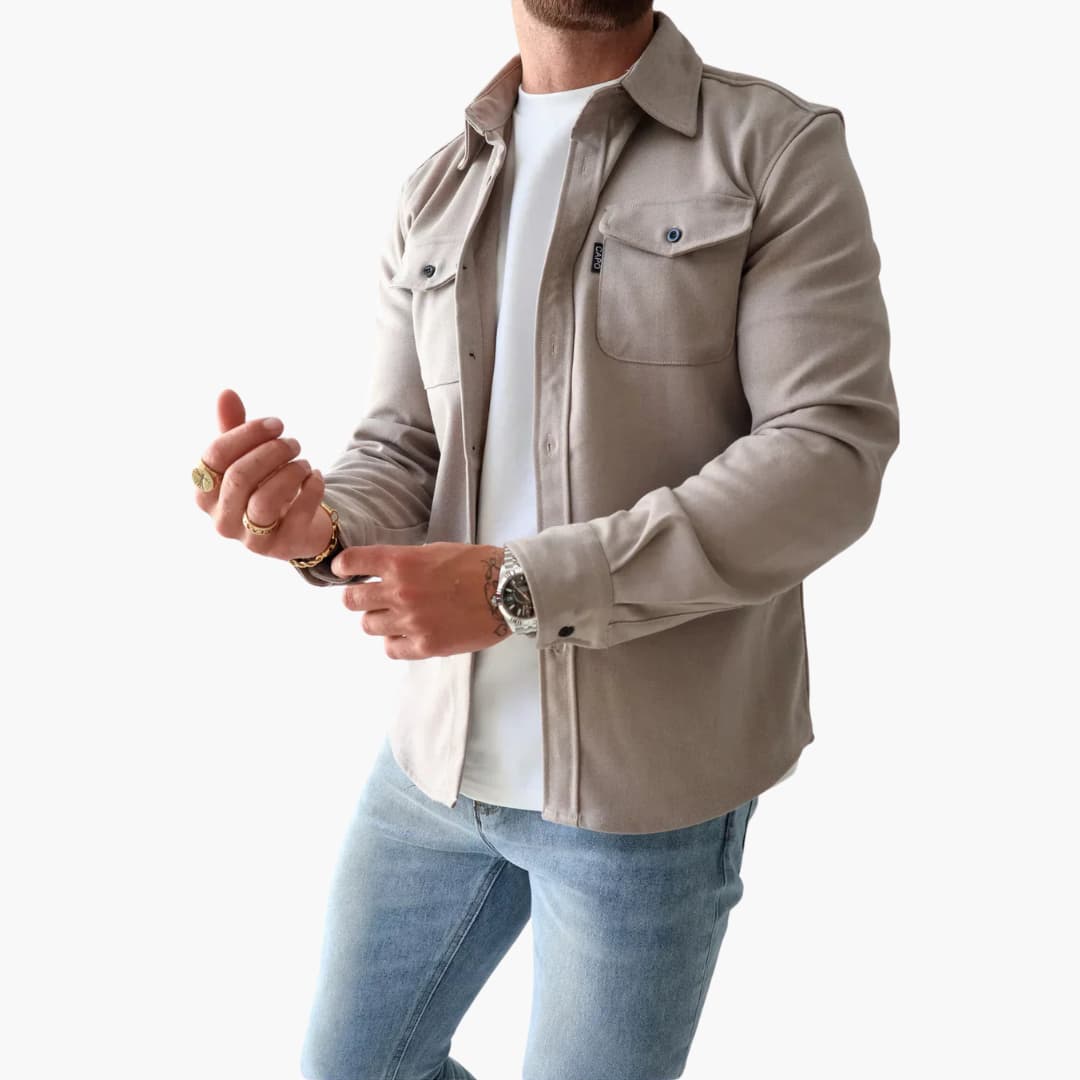 David Button-Front Shirt Jacket