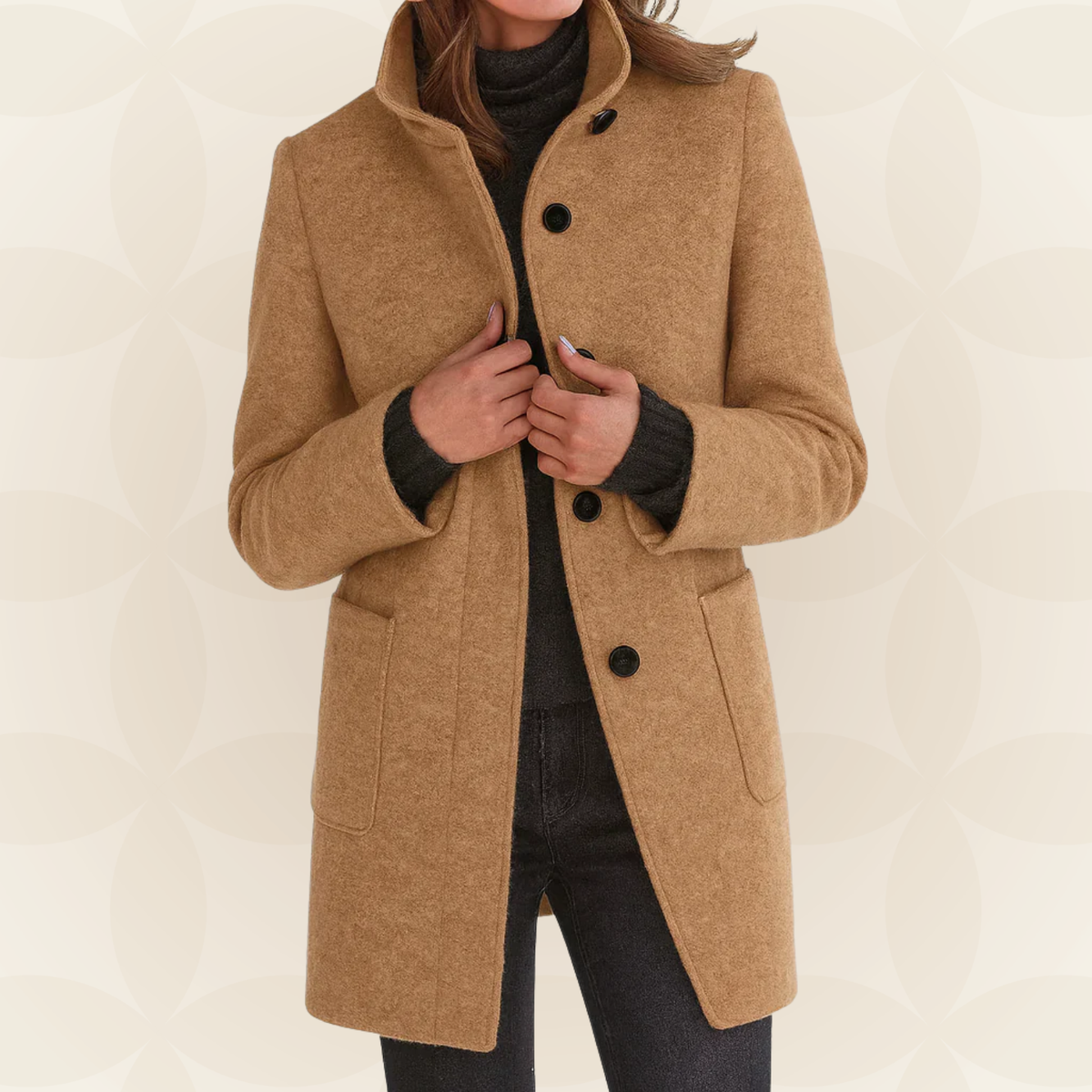 Jacket Women with High Collar, Comfortable and Warm