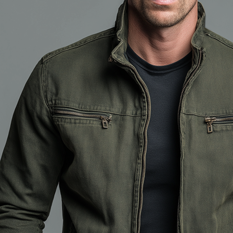 Field Jacket Men, Vintage Cotton with High Collar