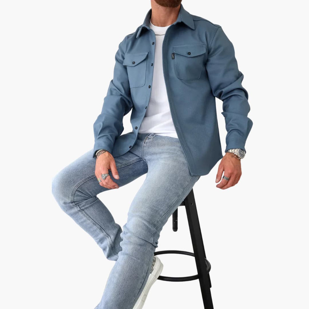 David Button-Front Shirt Jacket