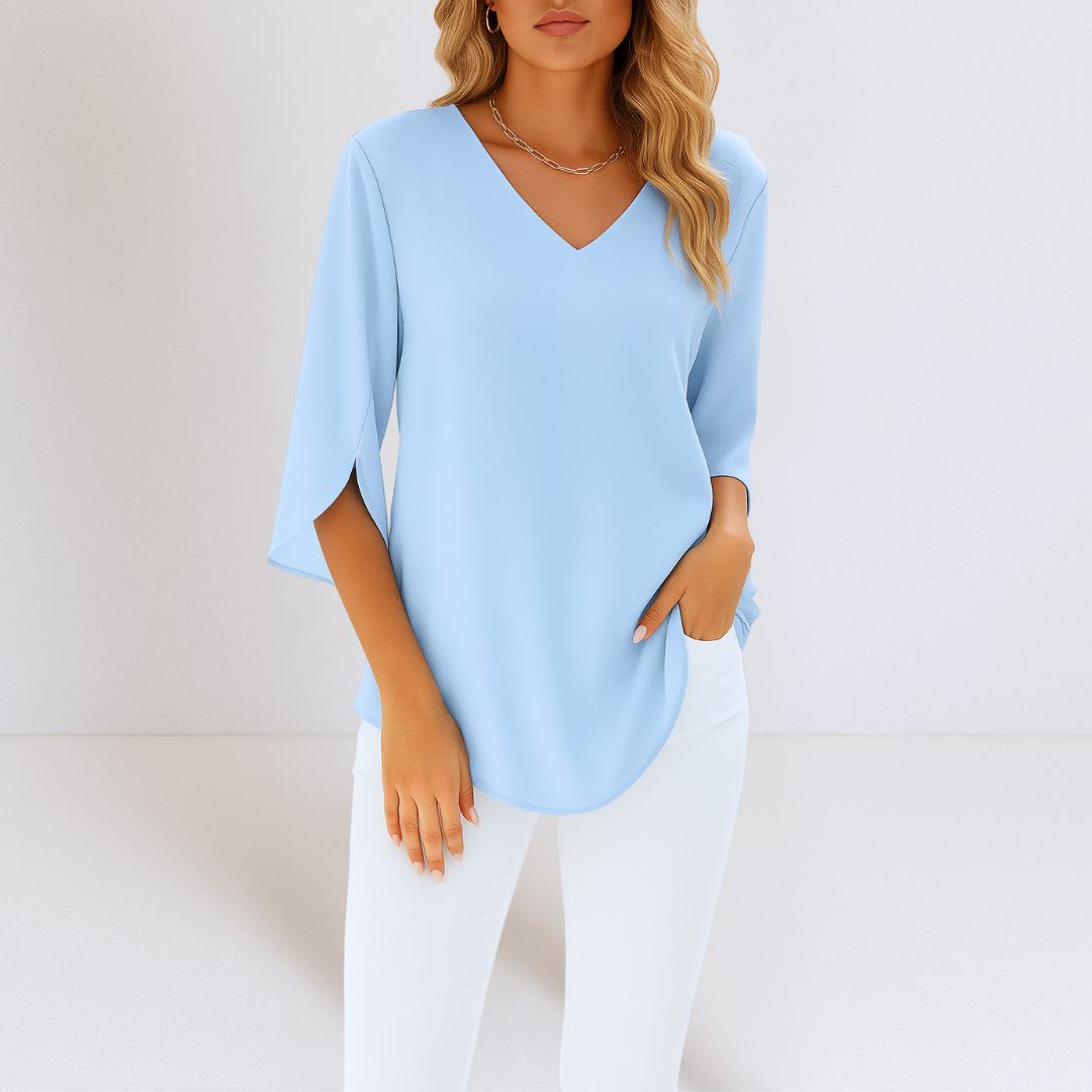 SOPHIE | Elegant V-Neck Blouse with Slit Sleeves