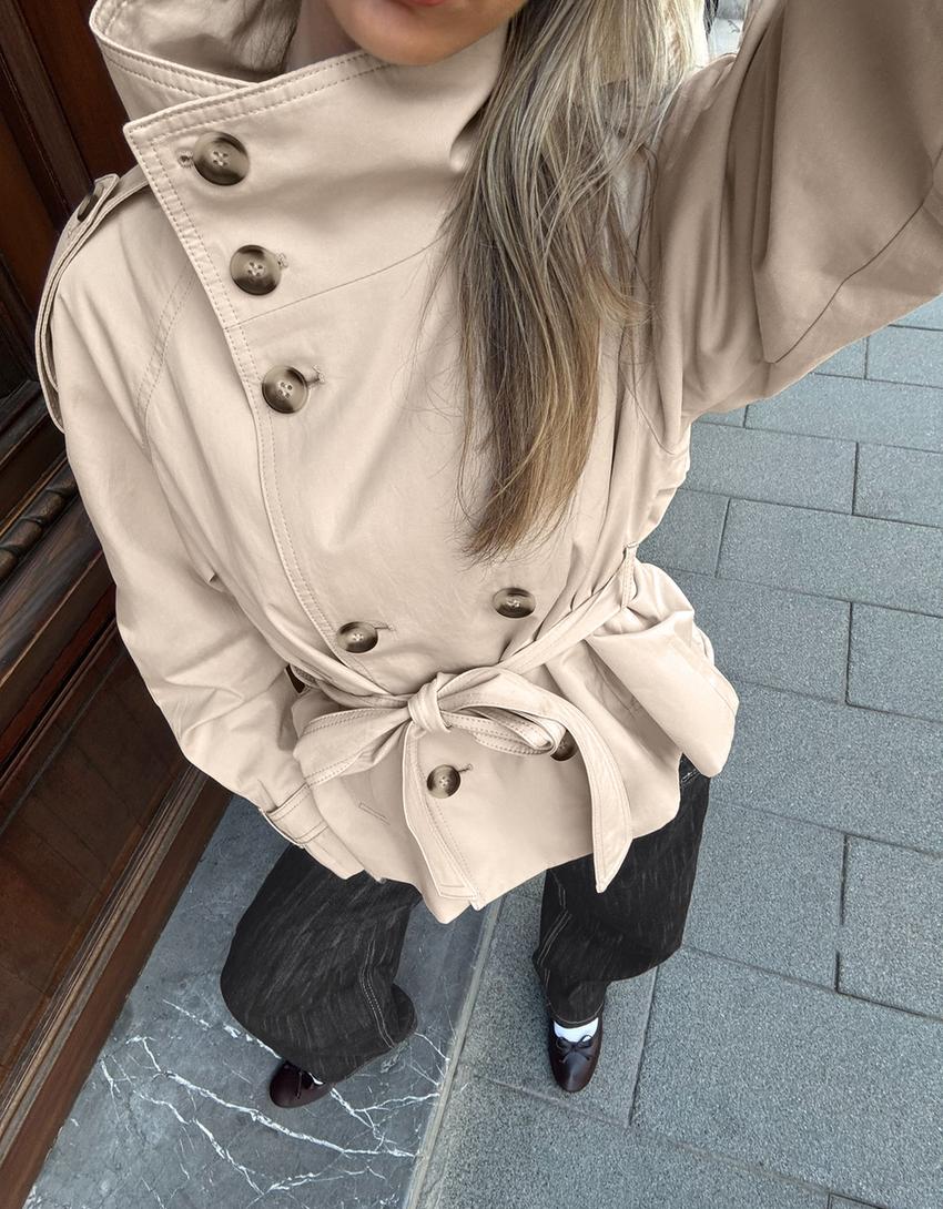 Women's Belted Trench Coat, Classic for Transitional Weather