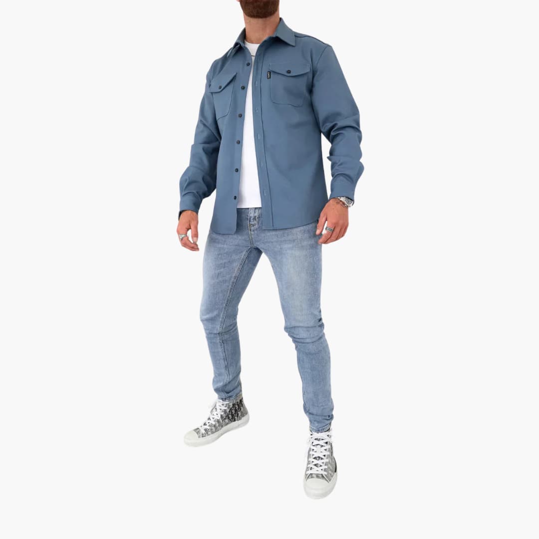 David Button-Front Shirt Jacket