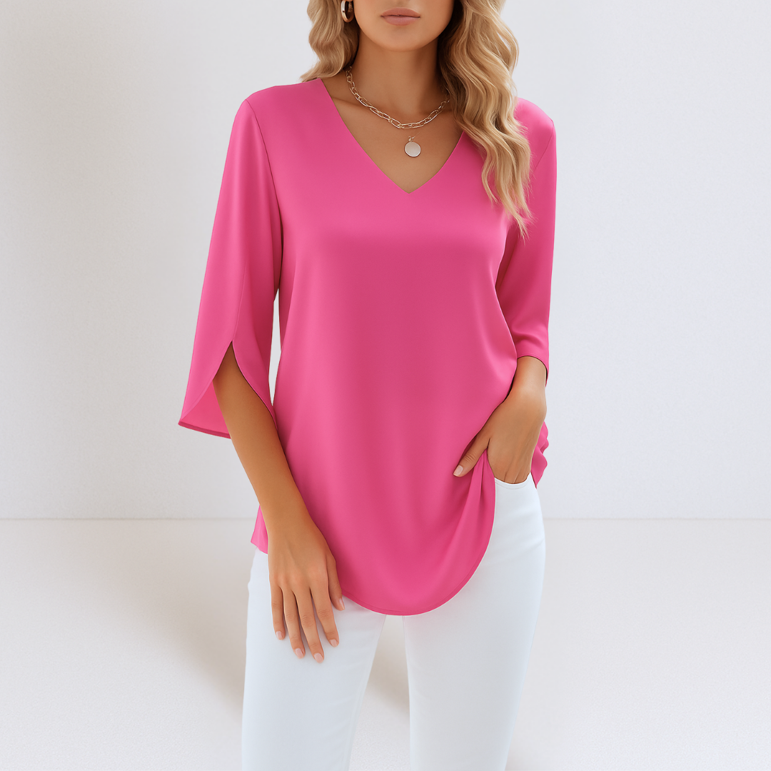 SOPHIE | Elegant V-Neck Blouse with Slit Sleeves