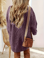 Midi Sweater Dress Women Cable Knit Long Sleeve