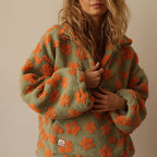 Fleece Sweater Women with Boho Bloom Design