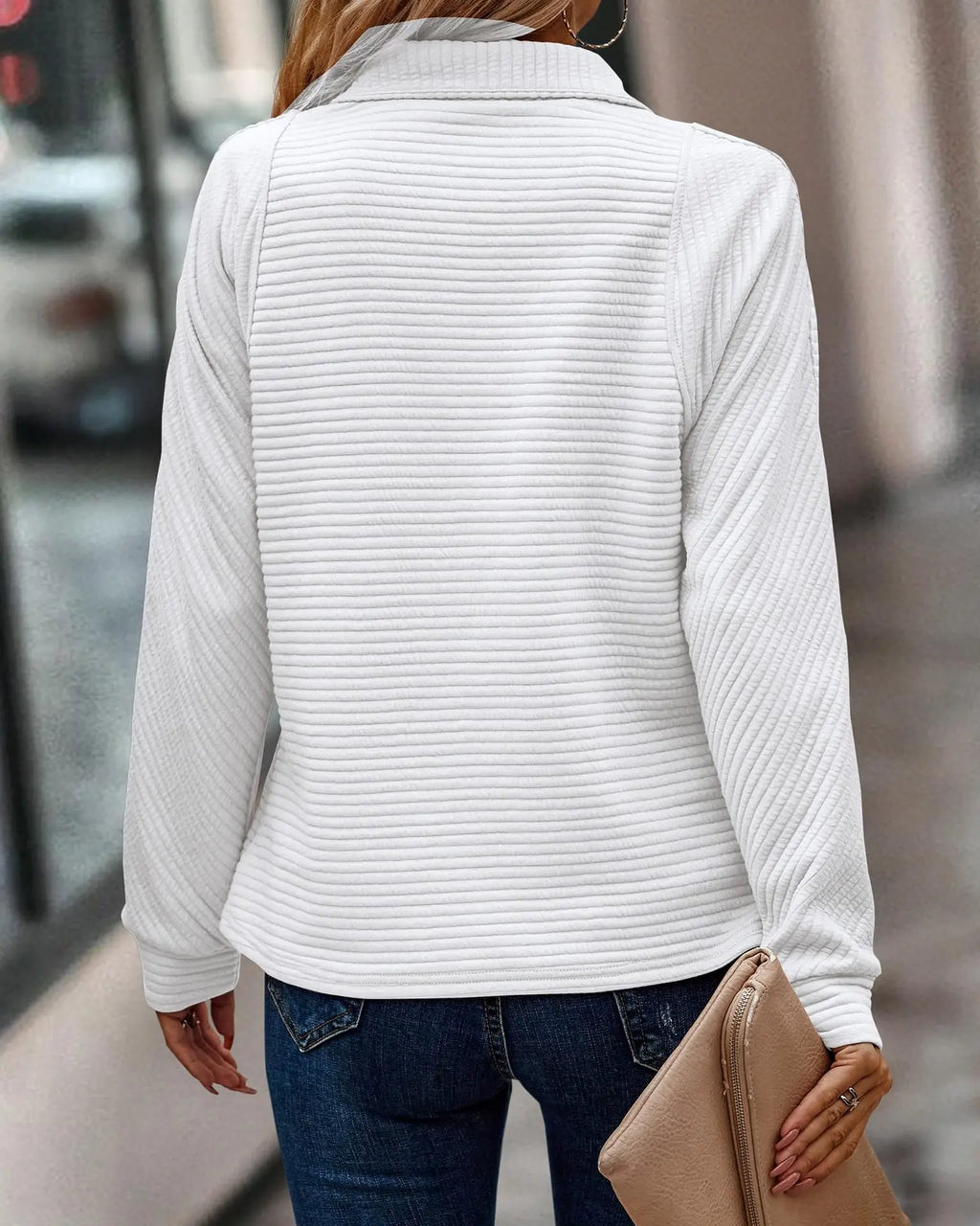 V-Neck Zip Sweater Women, Elegant and Versatile