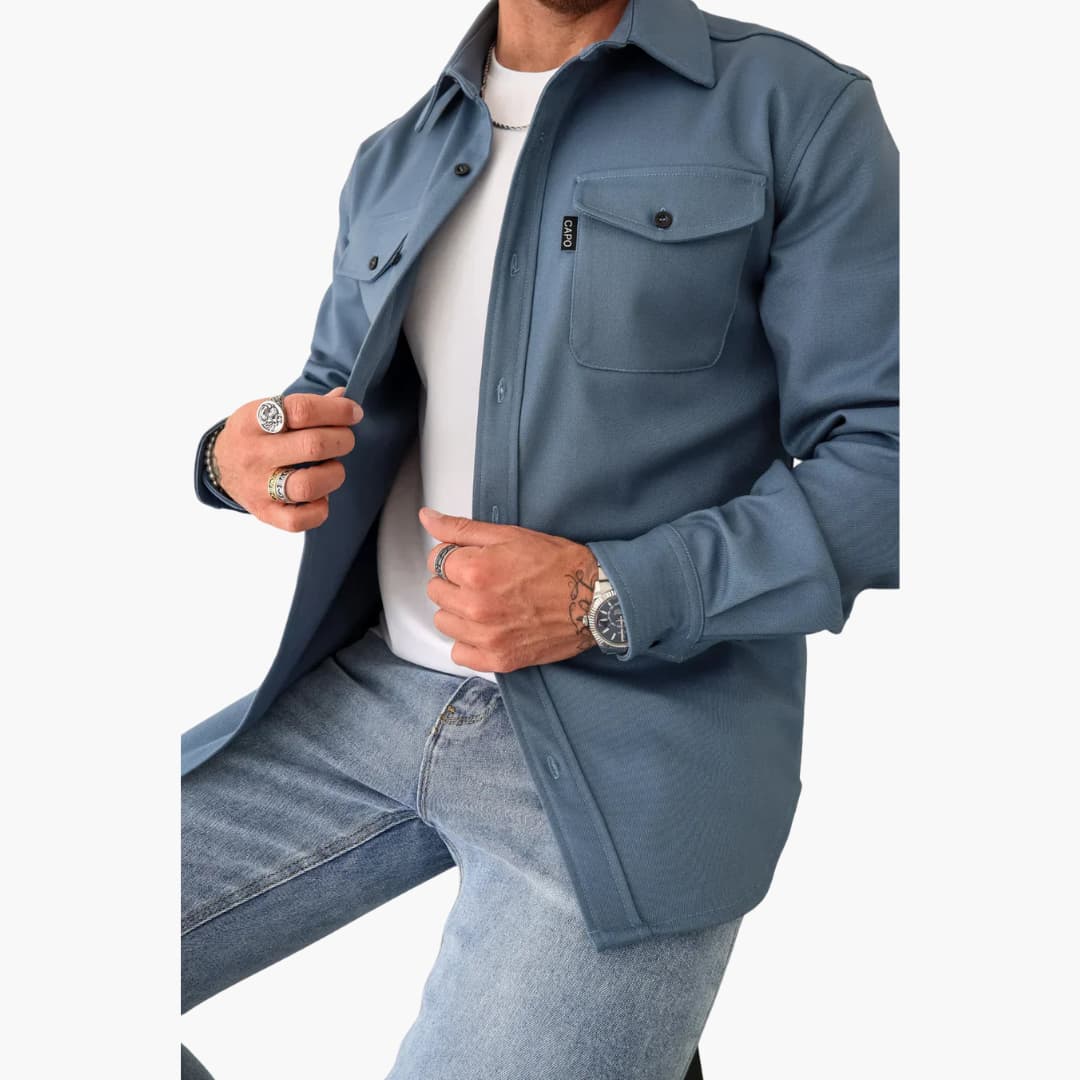 David Button-Front Shirt Jacket