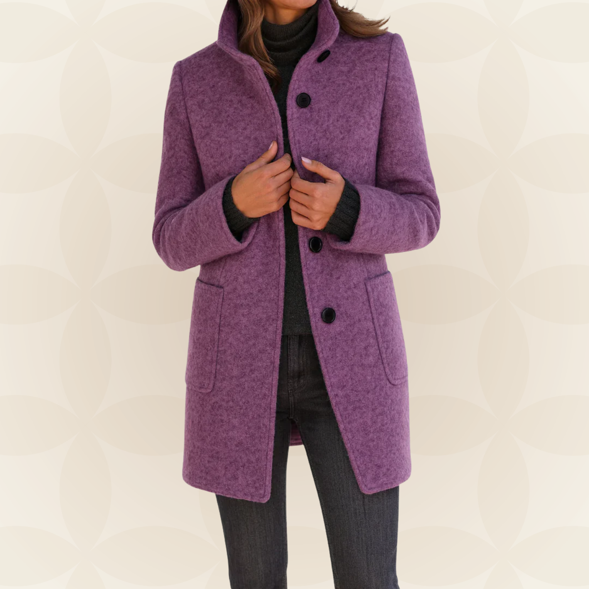 Jacket Women with High Collar, Comfortable and Warm