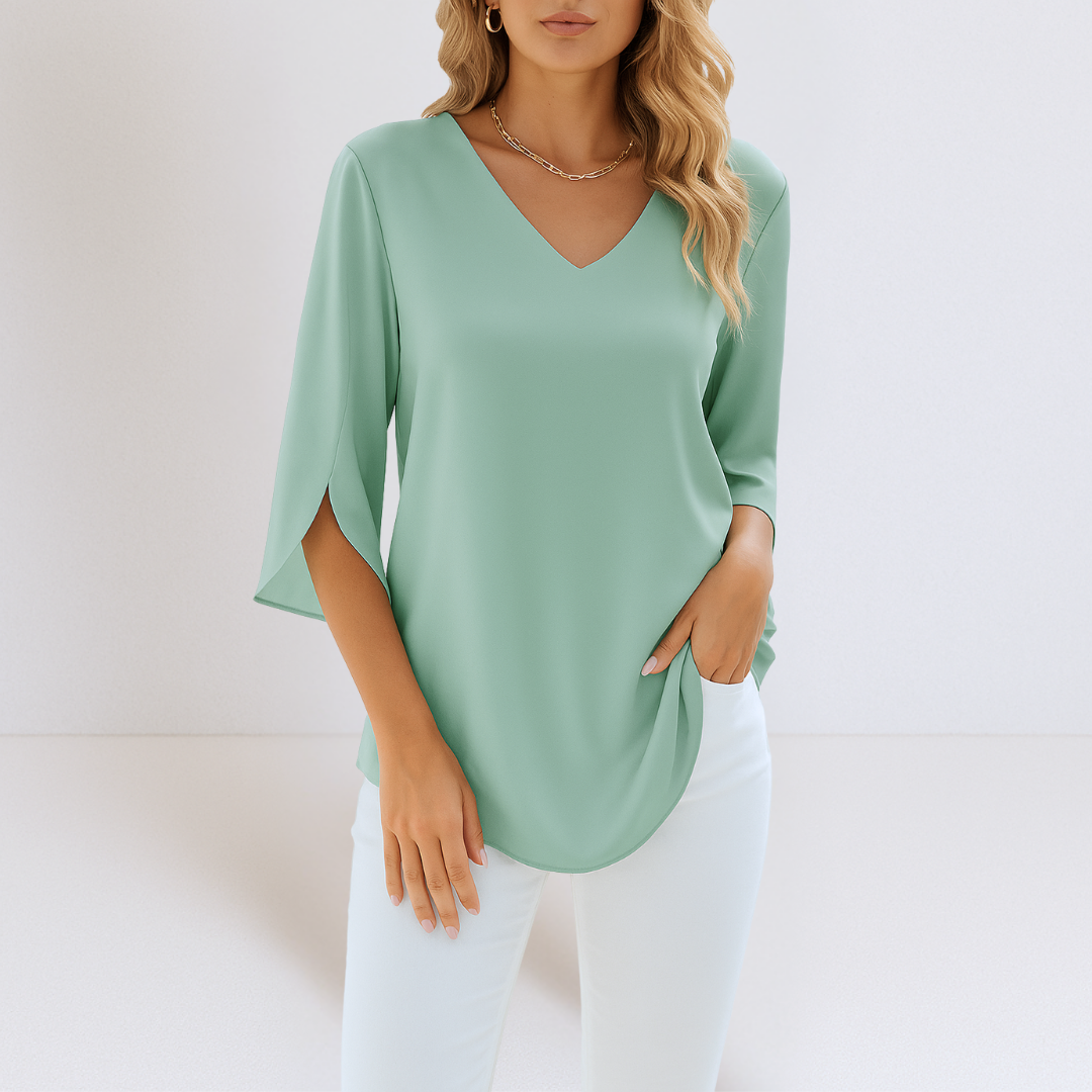 SOPHIE | Elegant V-Neck Blouse with Slit Sleeves