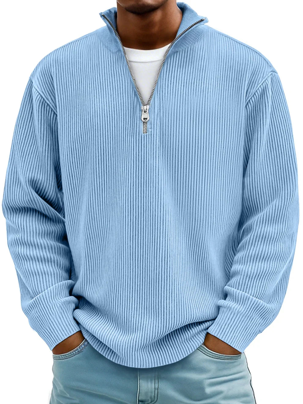 Men's Ribbed Half-Zip Sweater, Long Sleeve
