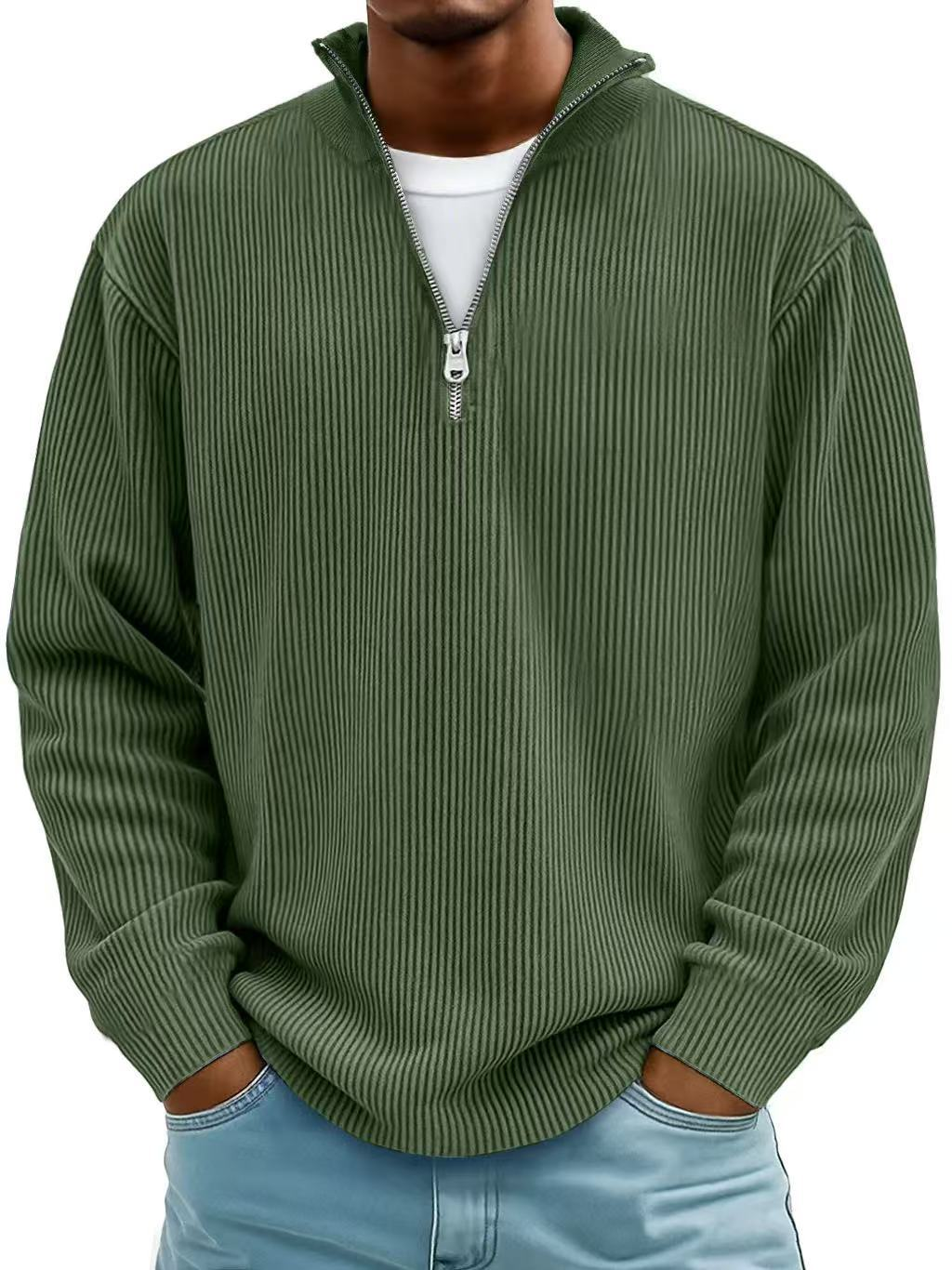 Men's Ribbed Half-Zip Sweater, Long Sleeve
