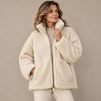 Celeste Luxe Teddy Coat – Oversized Shearling-Style with Stand Collar & Zipper