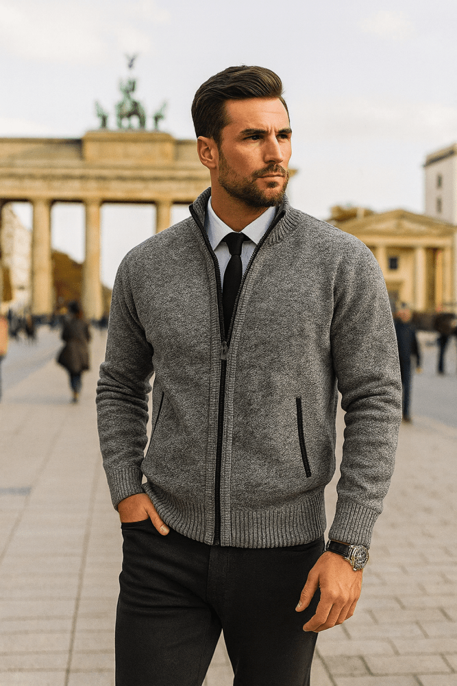 Zip-Up Sweater Men, Fitted Knit