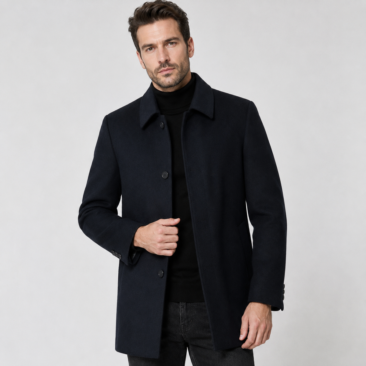 Men's Long Wool Coat, Classic for Winter