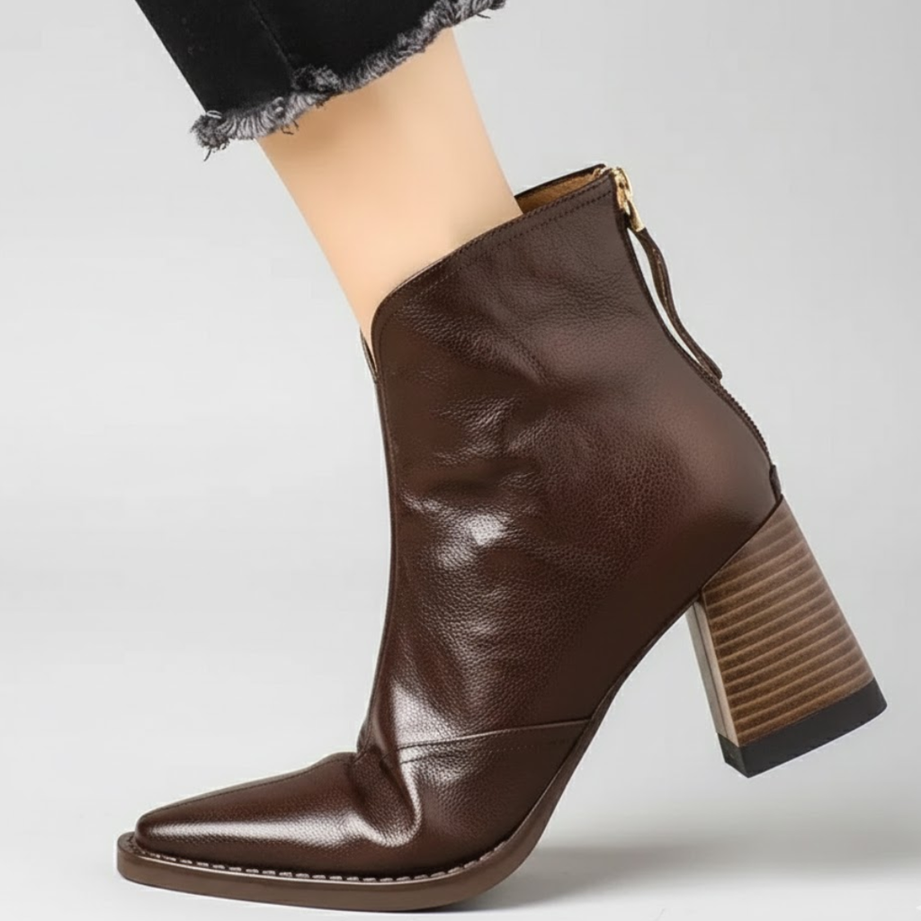 Women's Mid-Heel Ankle Boots, Brown