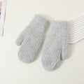 Winter Mittens Women Fluffy Knit Ribbed Cuff in Light Grey