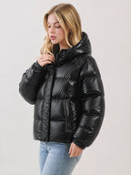 Puffer Jacket Women with Hood, Lined, Warm and Lightweight