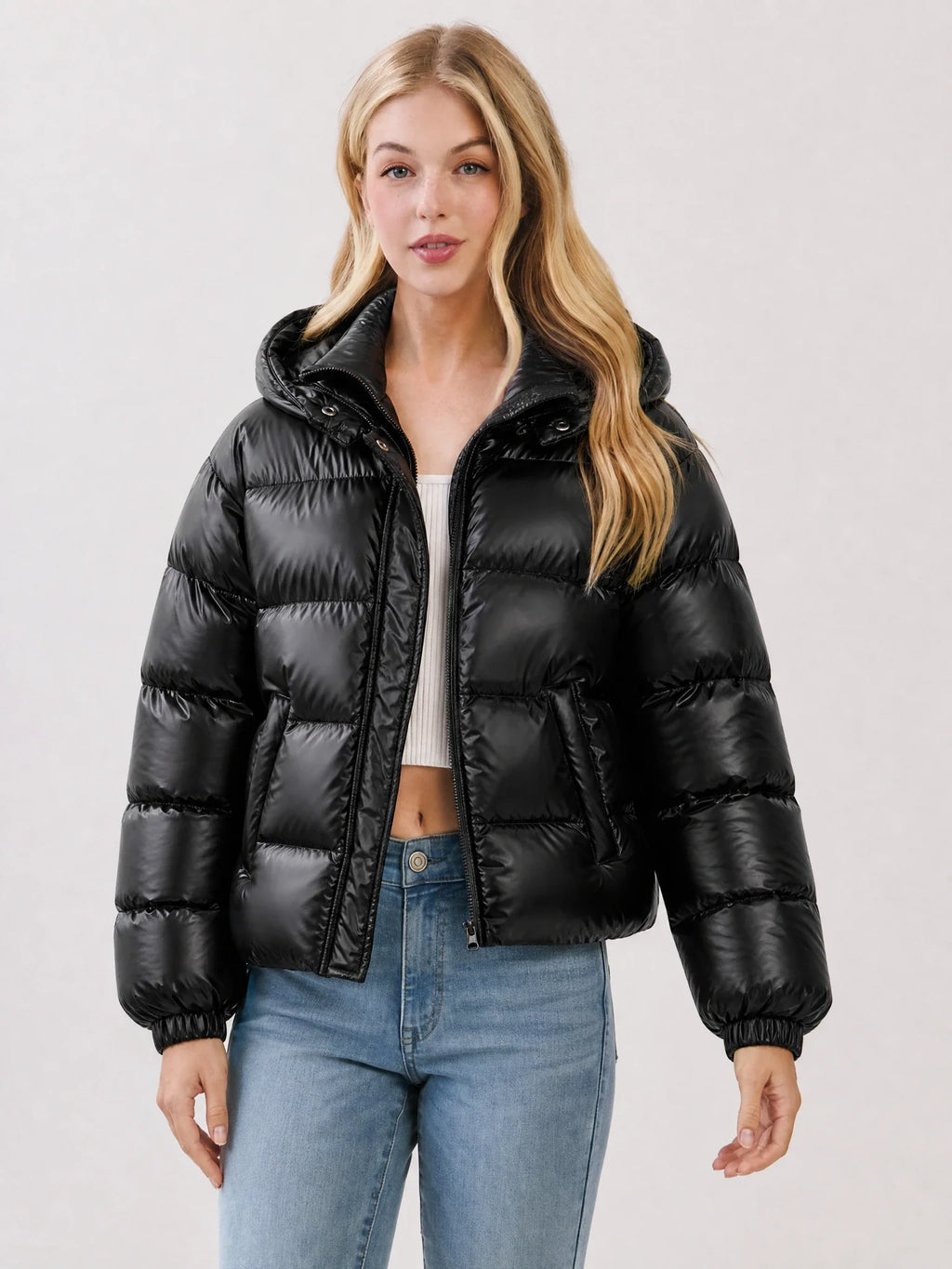 Puffer Jacket Women with Hood, Lined, Warm and Lightweight