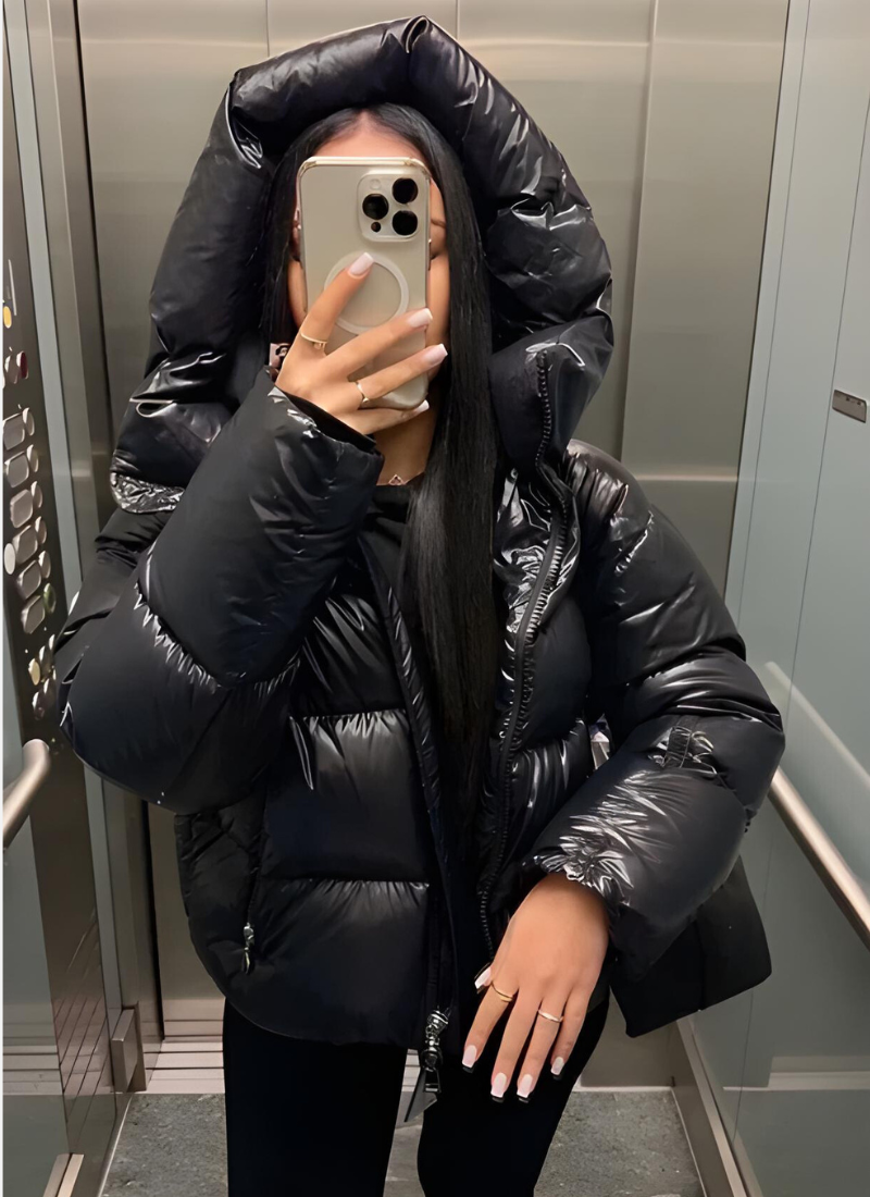 Puffer Jacket Women with Hood, Lined, Warm and Lightweight