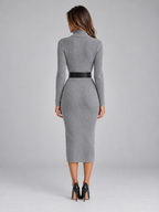 Turtleneck Sweater Dress Women Fitted Belted