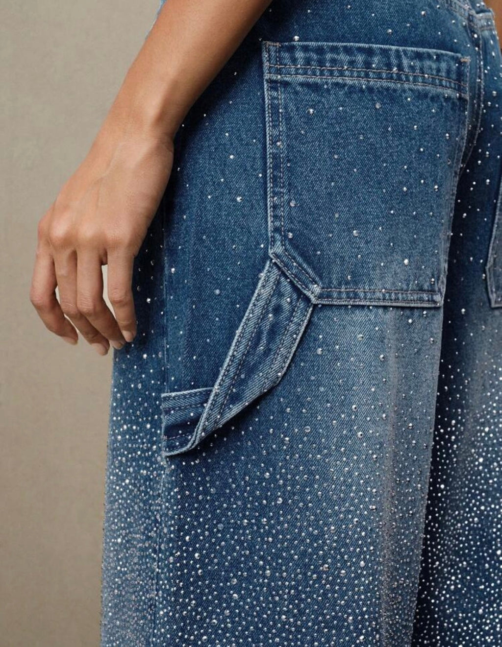 TIRZA Glam Wide-Leg Jeans with Rhinestone Details