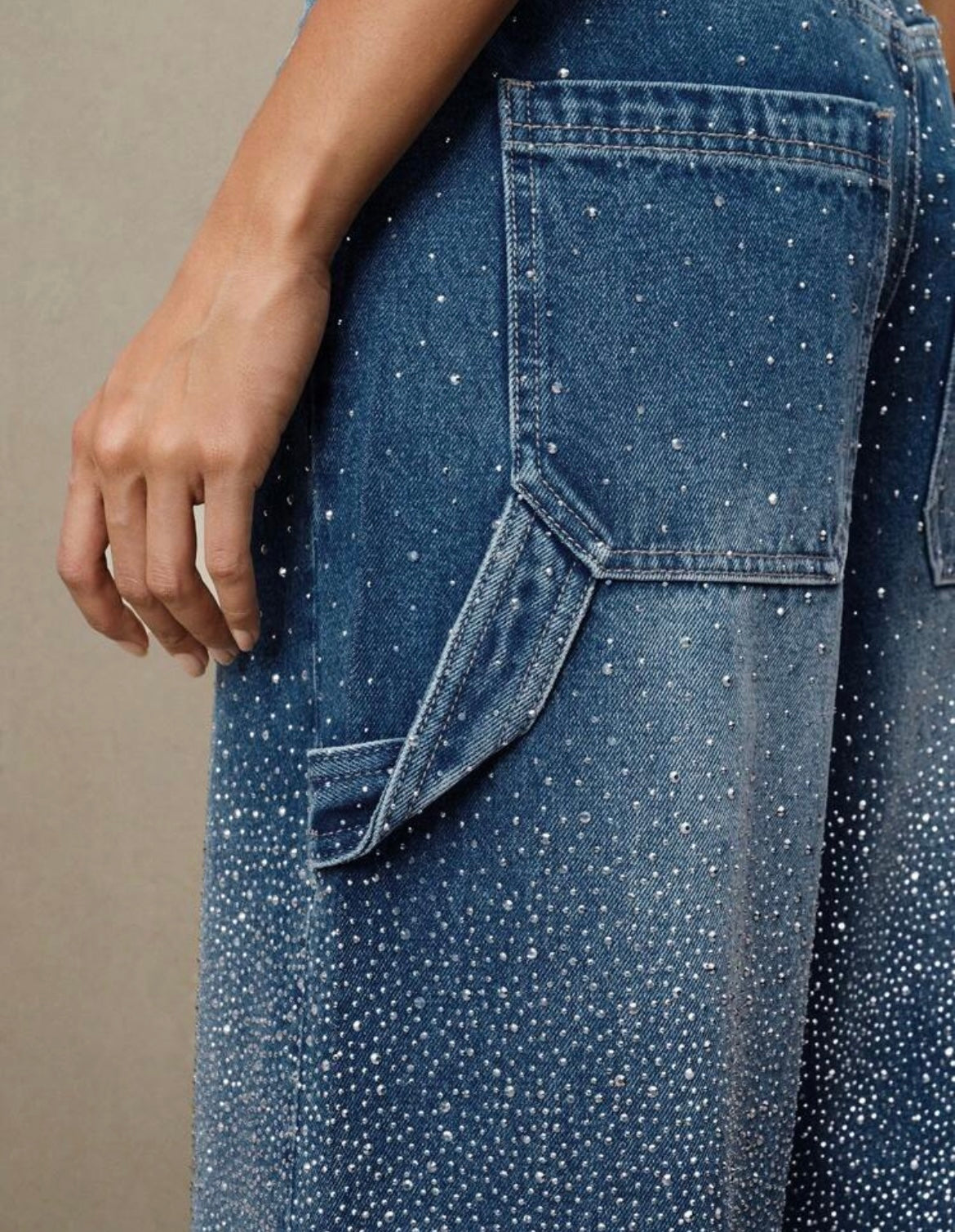 TIRZA Glam Wide-Leg Jeans with Rhinestone Details