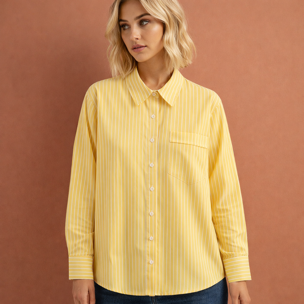 NIENKE | Women's Striped Oversized Blouse with Classic Collar and Relaxed Fit