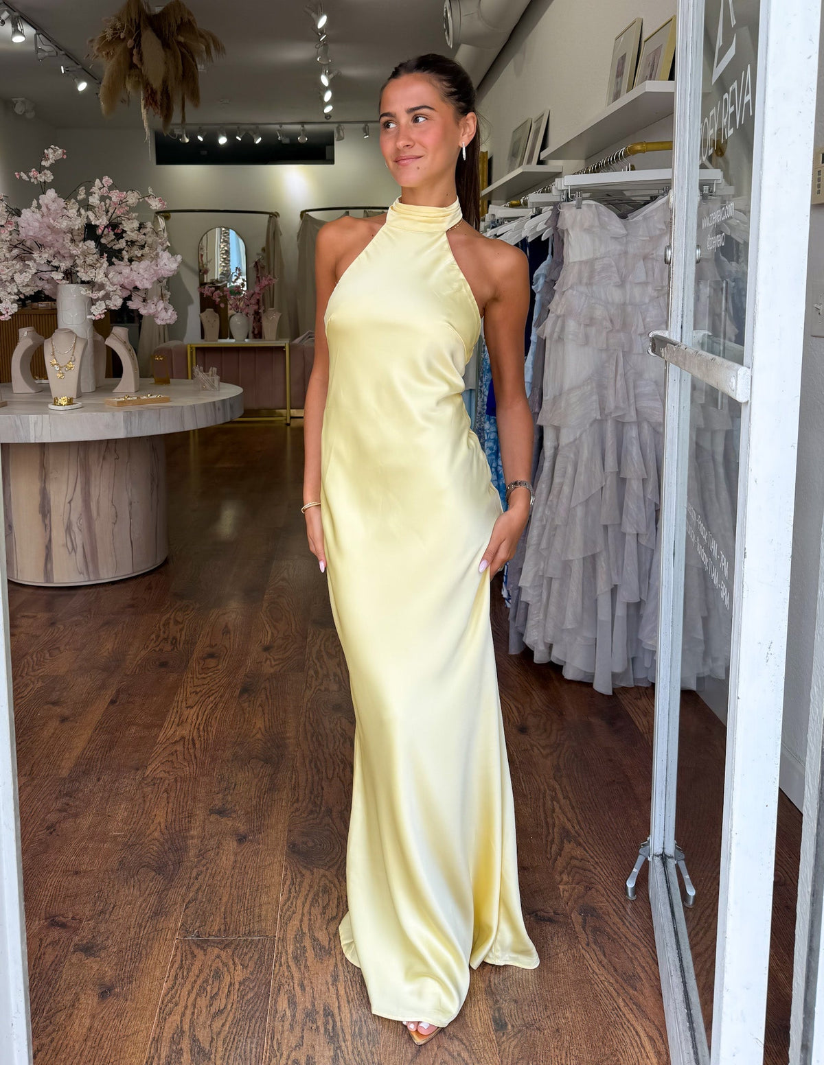 ZEYNEP Elegant Satin Halter Maxi Dress