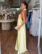 ZEYNEP Elegant Satin Halter Maxi Dress