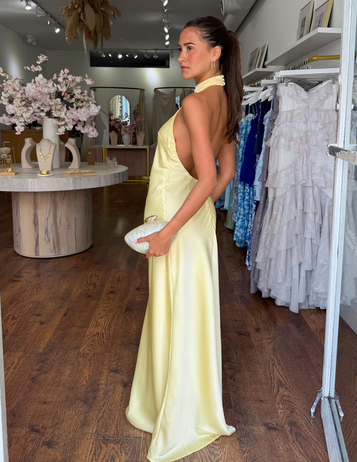 ZEYNEP Elegant Satin Halter Maxi Dress
