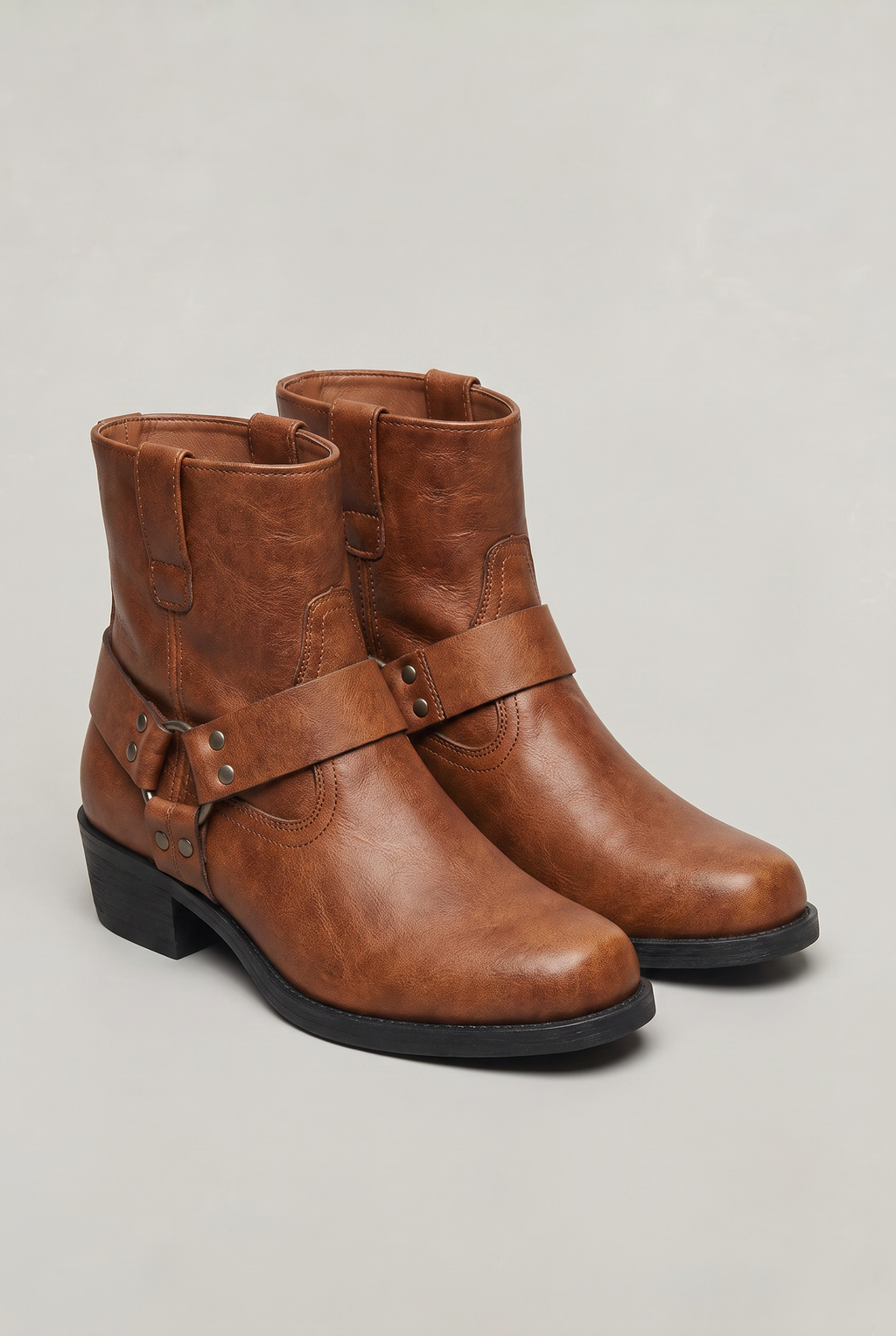 Men's Faux Leather Ankle Boots with Side Zipper